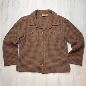 Cabela's Brown Waffle Textured Shirt Jacket Blazer 100% Cotton Button Up Sz M